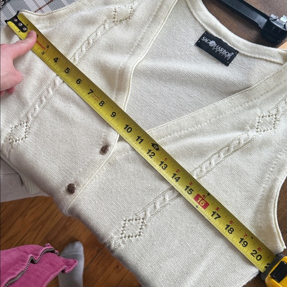 Sag Harbor Ivory V-Neck button Sweater Vest large - Picture 4 of 4